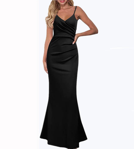 Lune London | Solid Color Slim Fit Flowing Maxi Dress