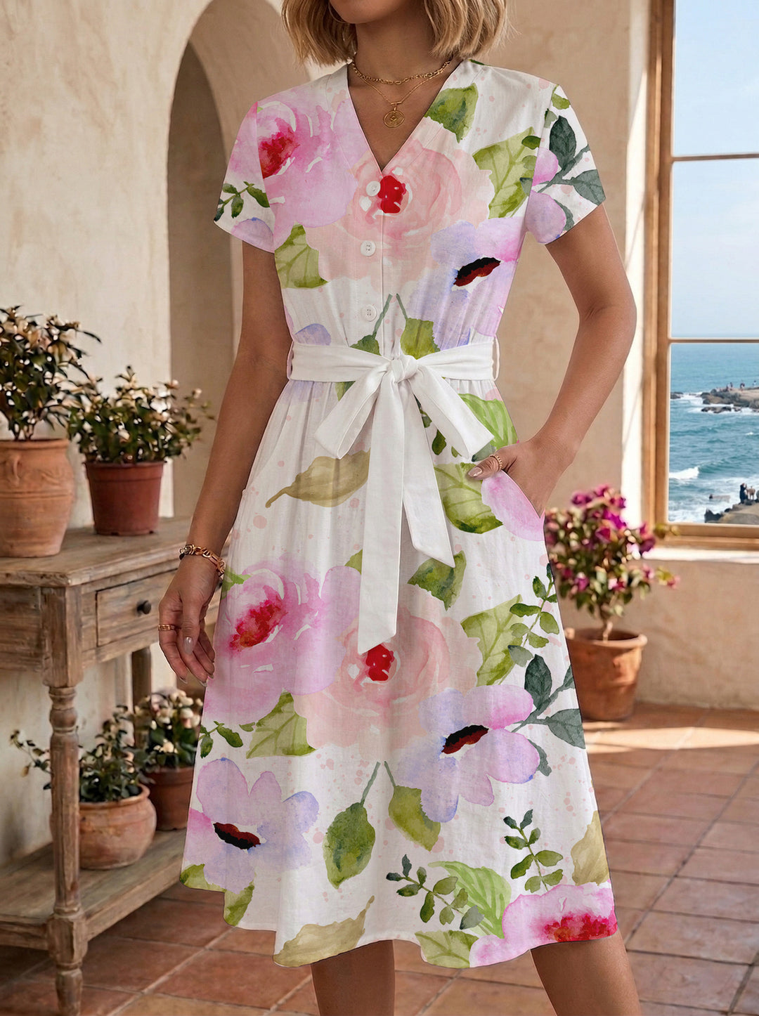 Women’s midi dress with floral design and comfortable fit Lune London