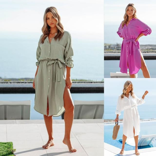 Lune London women's midi button shirt dress