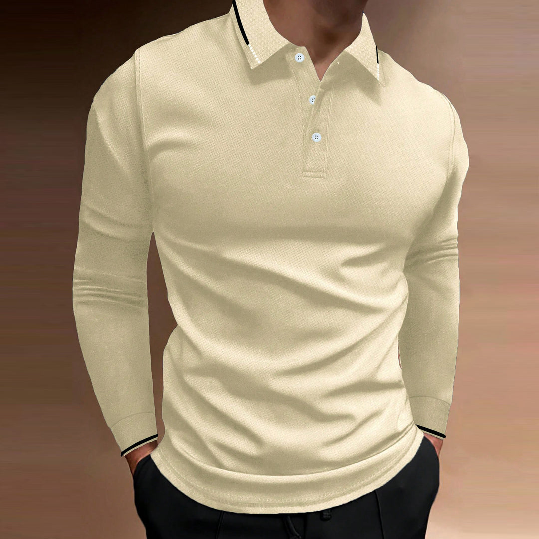 Long sleeve polo shirt for men with textured design Lune London