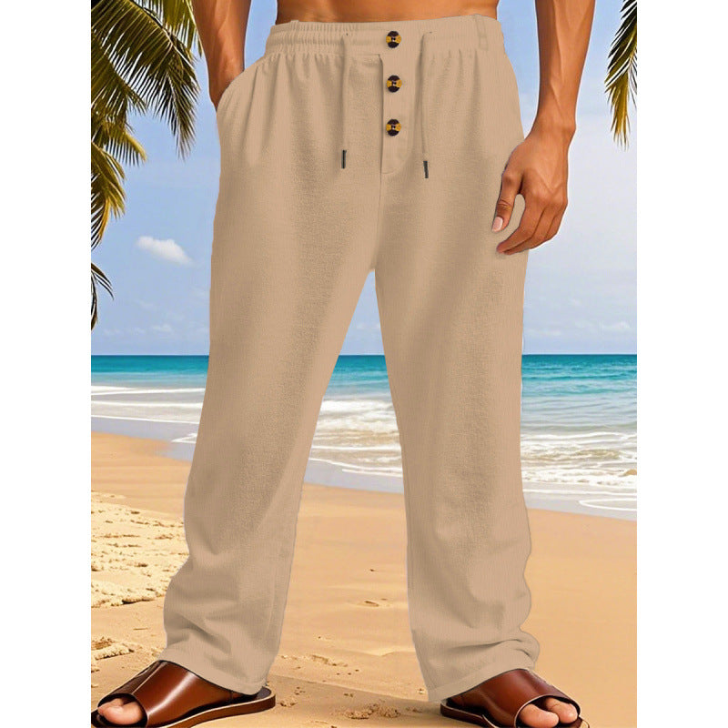 Comfortable summer leisure pants for men with elastic waistband and modern button details Lune London