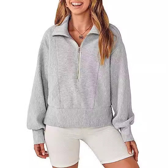 Casual sweater for women with high collar and zipper Lune London