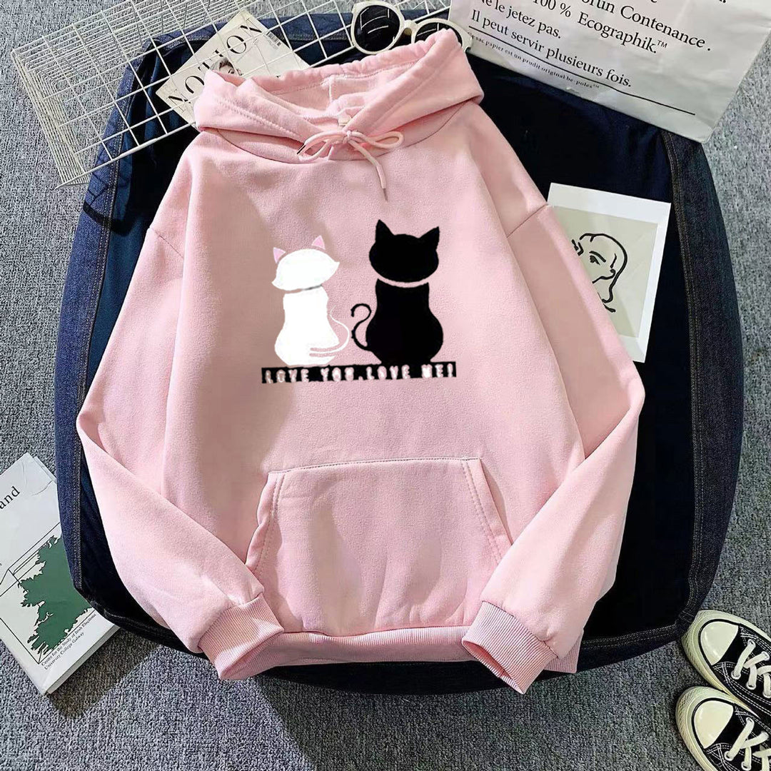 Women's hoodie with cute cat design and casual fit Chic & Stil