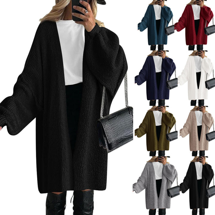 Women Casual Knitted Coat with Deep V-neck and Wide Sleeves Lune London