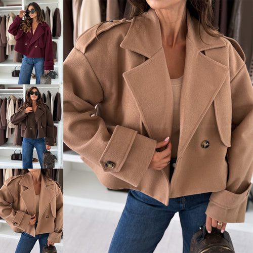 Ladies oversized trendy jacket with lapel collar and large buttons Lune London