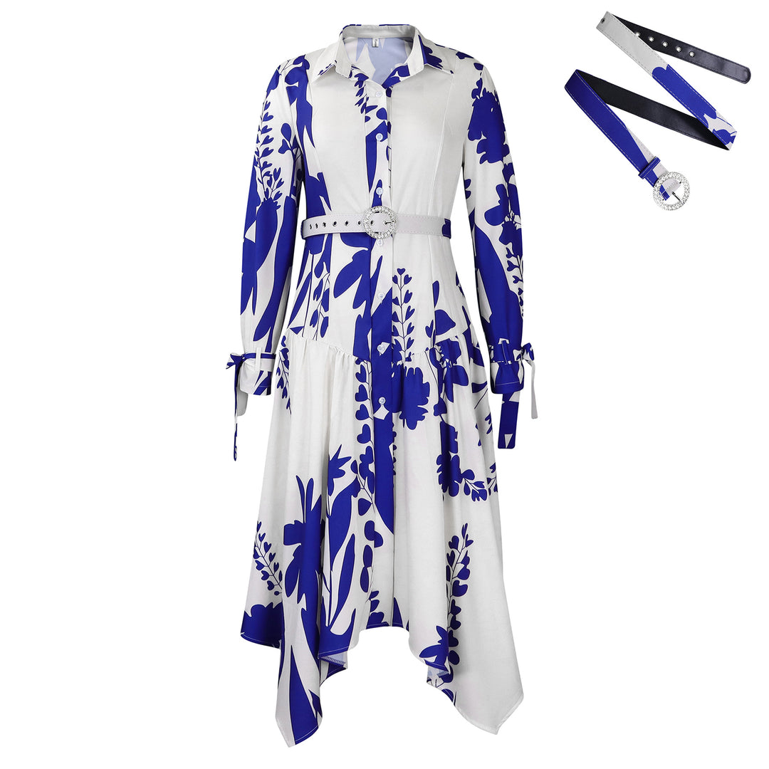 Shirt dress for women with a colorful floral design and a fitted belt Lune London