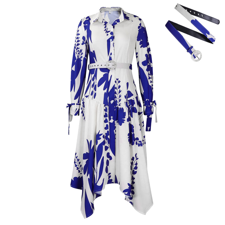 Shirt dress for women with a colorful floral design and a fitted belt Lune London