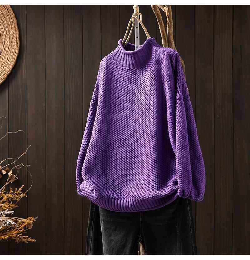 Oversized knitted sweater for women with high neck Lune London