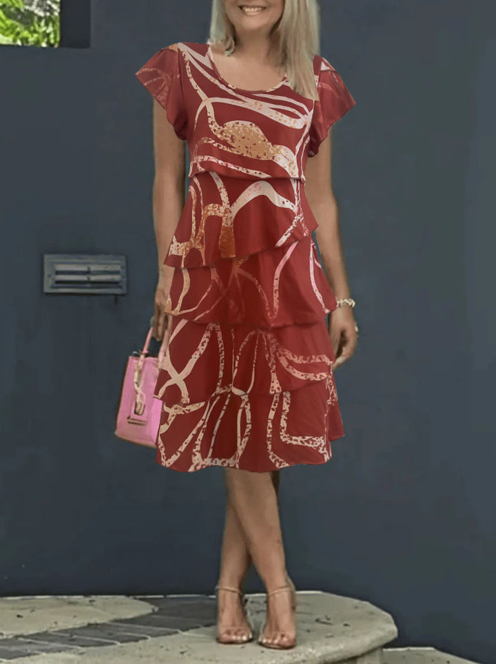 Fluid wrap dress for women with an elegant overlay and a unique pattern Lune London