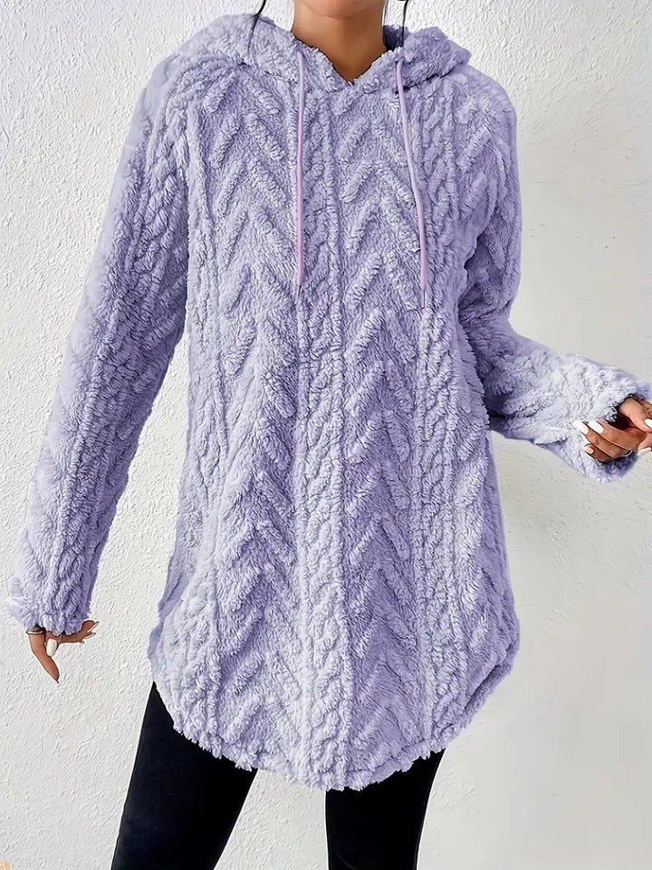 Ladies Fleece Hoodie with structured twisted pattern Moon London