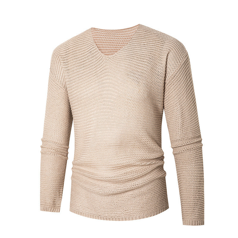 V-neck knit pullover for men in breathable material Lune London