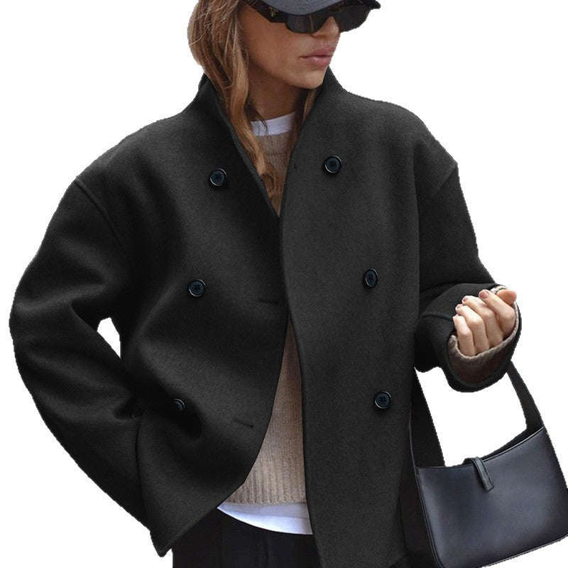 Trendy wool jacket for women with double row of buttons and original cut Lune London