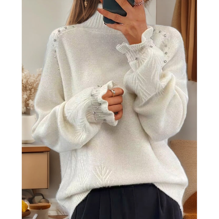 Sweater for women with elegant turtleneck and sparkling details Lune London
