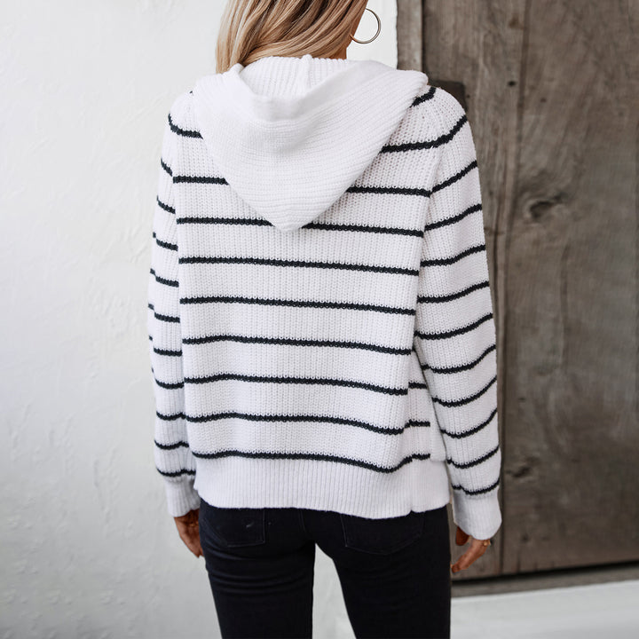Striped jacket for women with hood and pockets Lune London