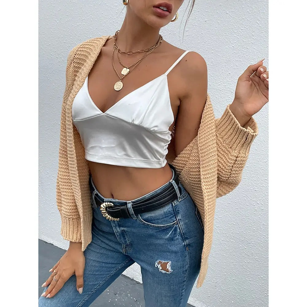 Ladies chunky knit cardigan with loose fit and soft sleeves Lune London