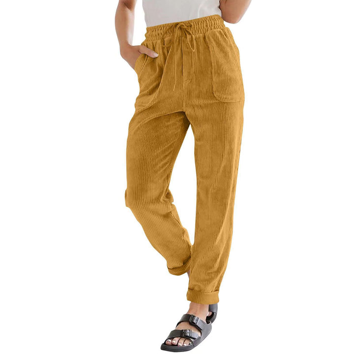 Dames Pantalon de loisirs en matériau côtelé confortable Lune London