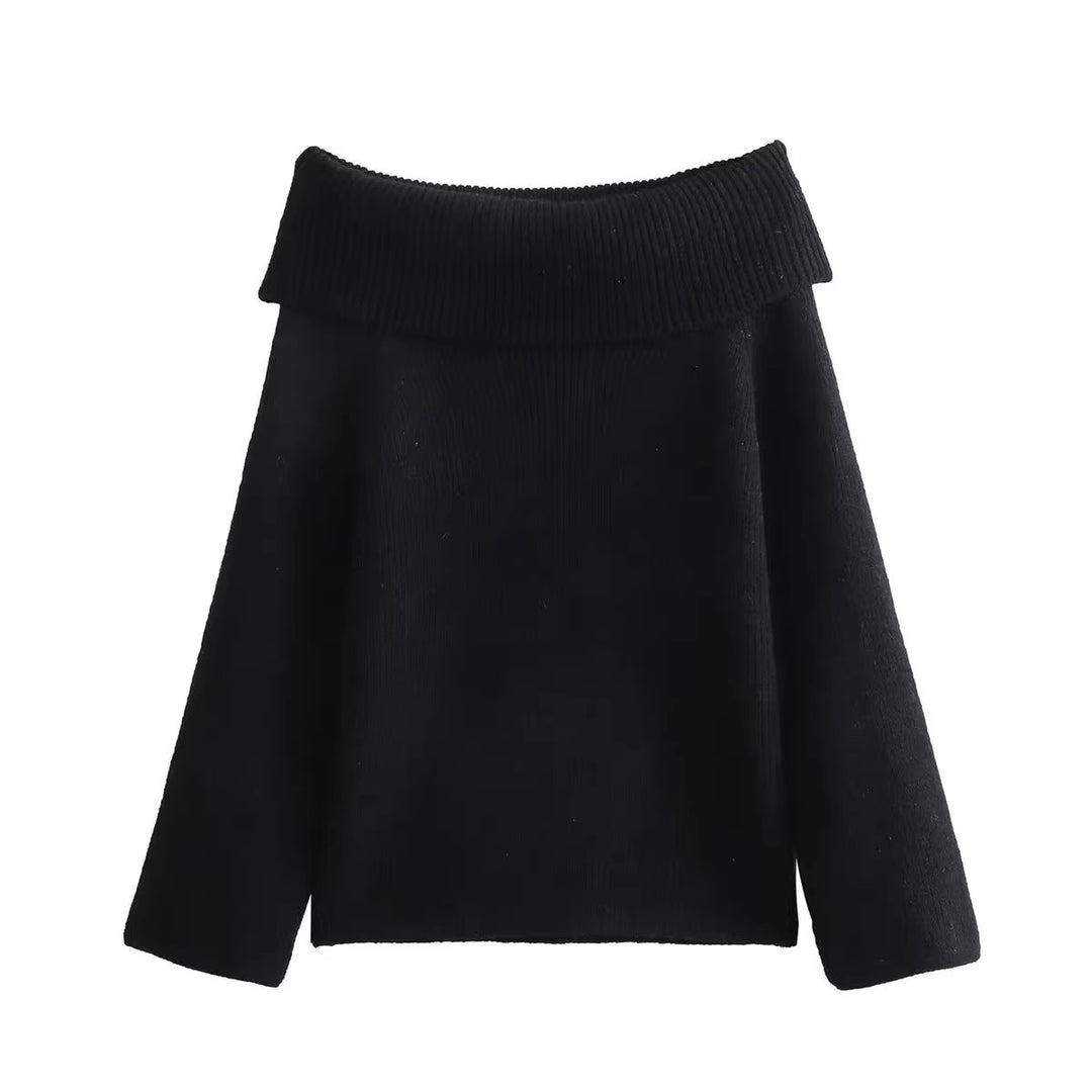 Elegant knitted sweater for women with wide turtleneck Lune London