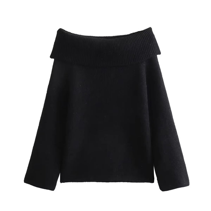 Elegant knitted sweater for women with wide turtleneck Lune London