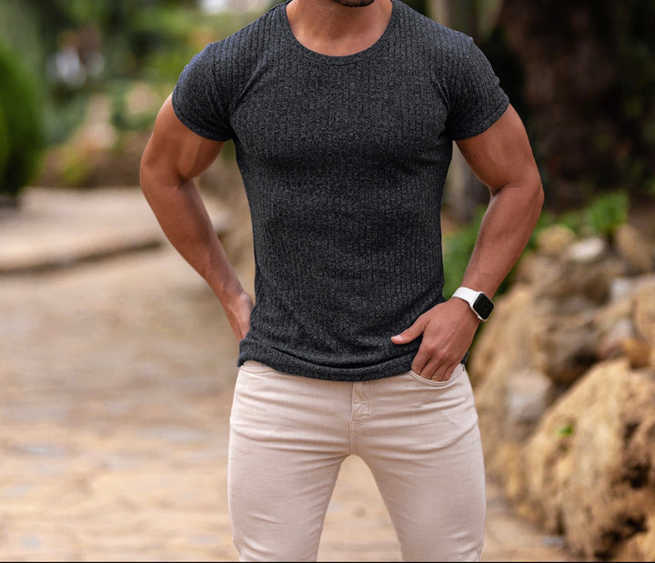 Slim fit ribbed t-shirt for men Lune London