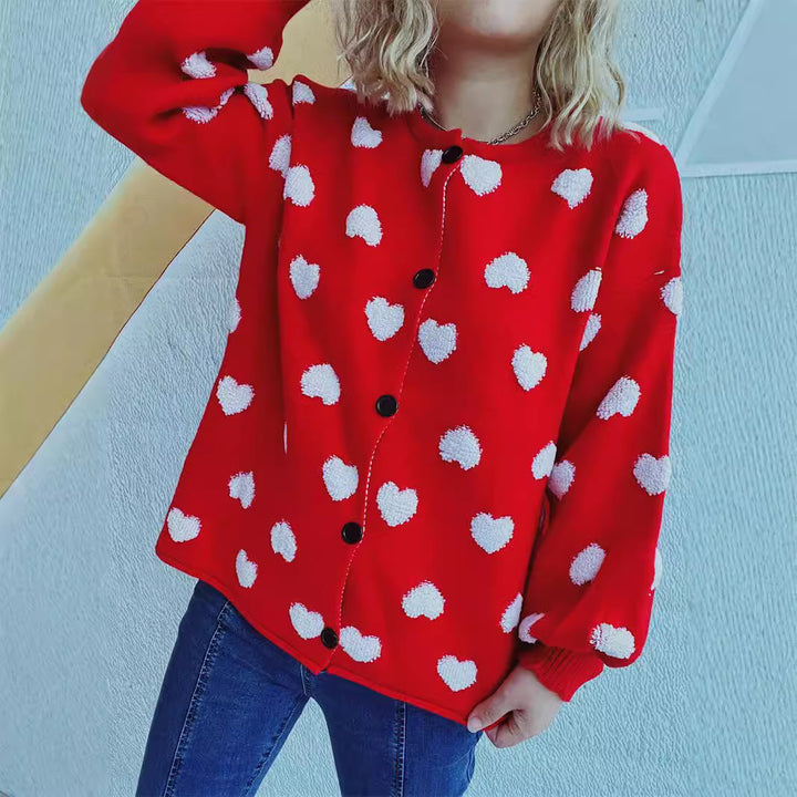 Cardigan femmes avec motif cœur et détails de boutons Chic & Stil