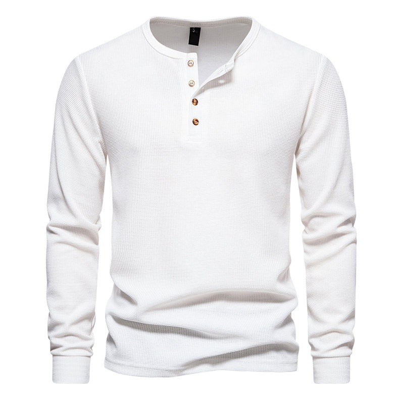 Long sleeve men's T-shirt with button placket and textured design Lune London