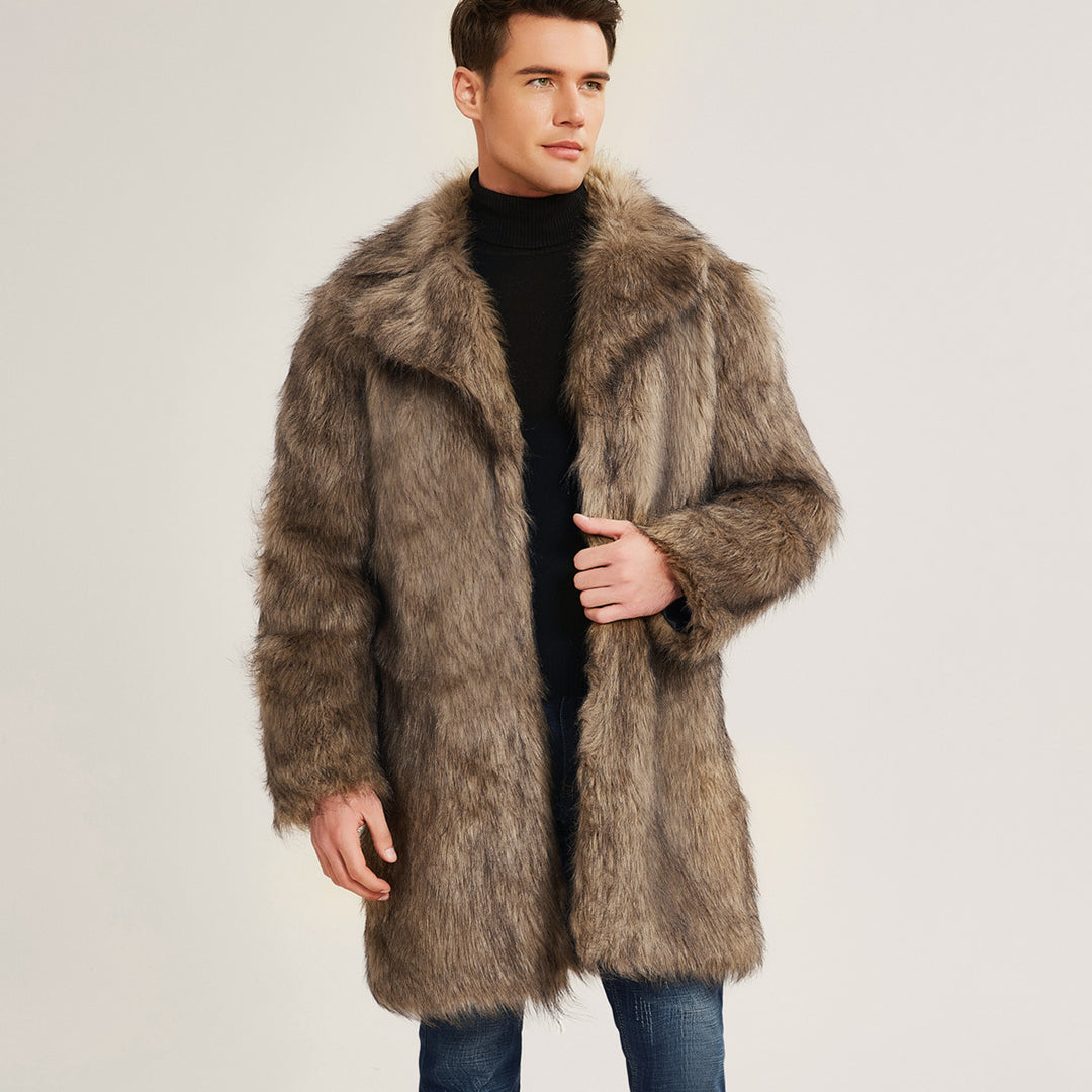 Luxury faux-fur coat for men with elegant collar and soft lining Lune London