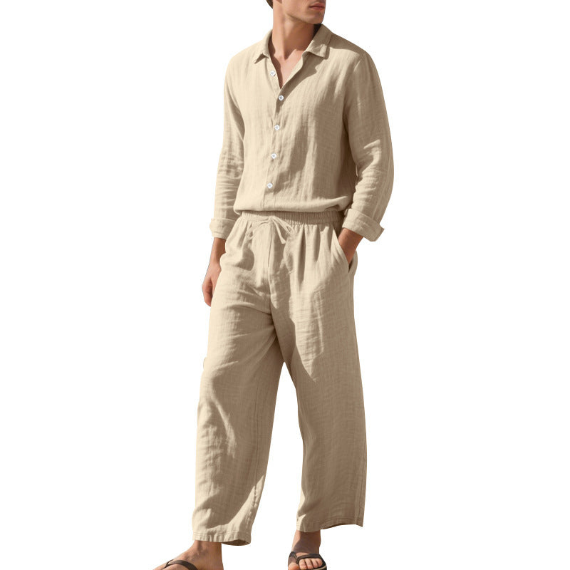 Men's Casual Linen Suit with Elastic Waistband and Comfort Fit Lune London