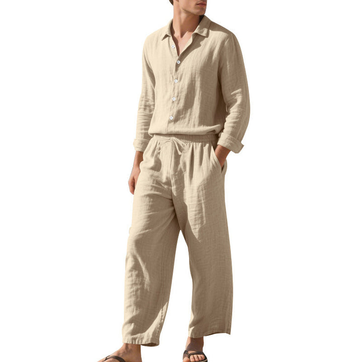 Men's Casual Linen Suit with Elastic Waistband and Comfort Fit Lune London
