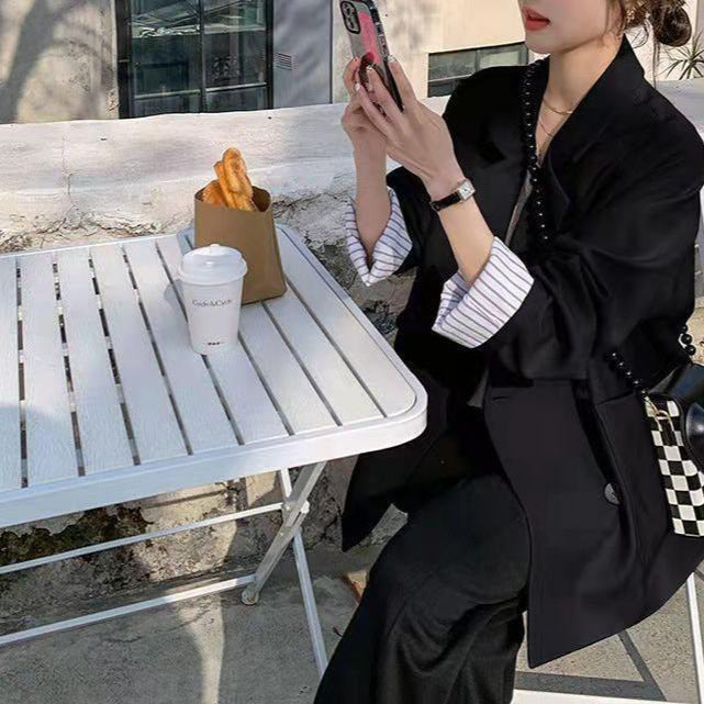 Blazer surdimensionné à détails structurés pour femmes Chic & Stil