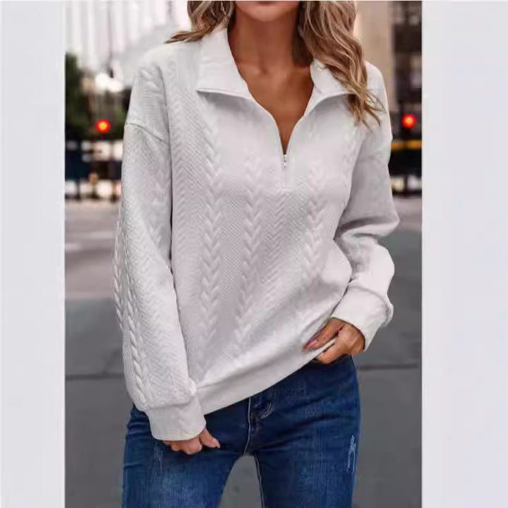 Ladies Premium sweater with zipper and twisted pattern Lune London