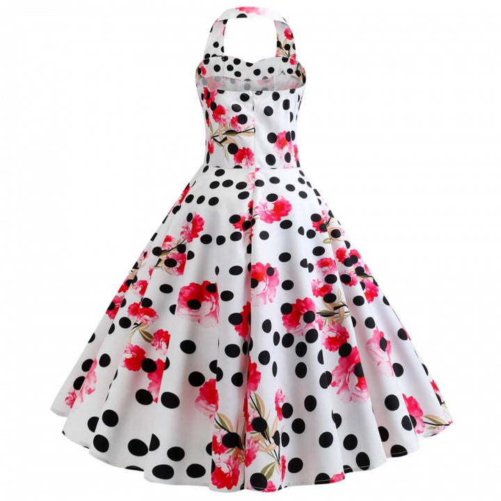 Robe swing rétro pour femmes avec motif floral et pois Chic & Stil