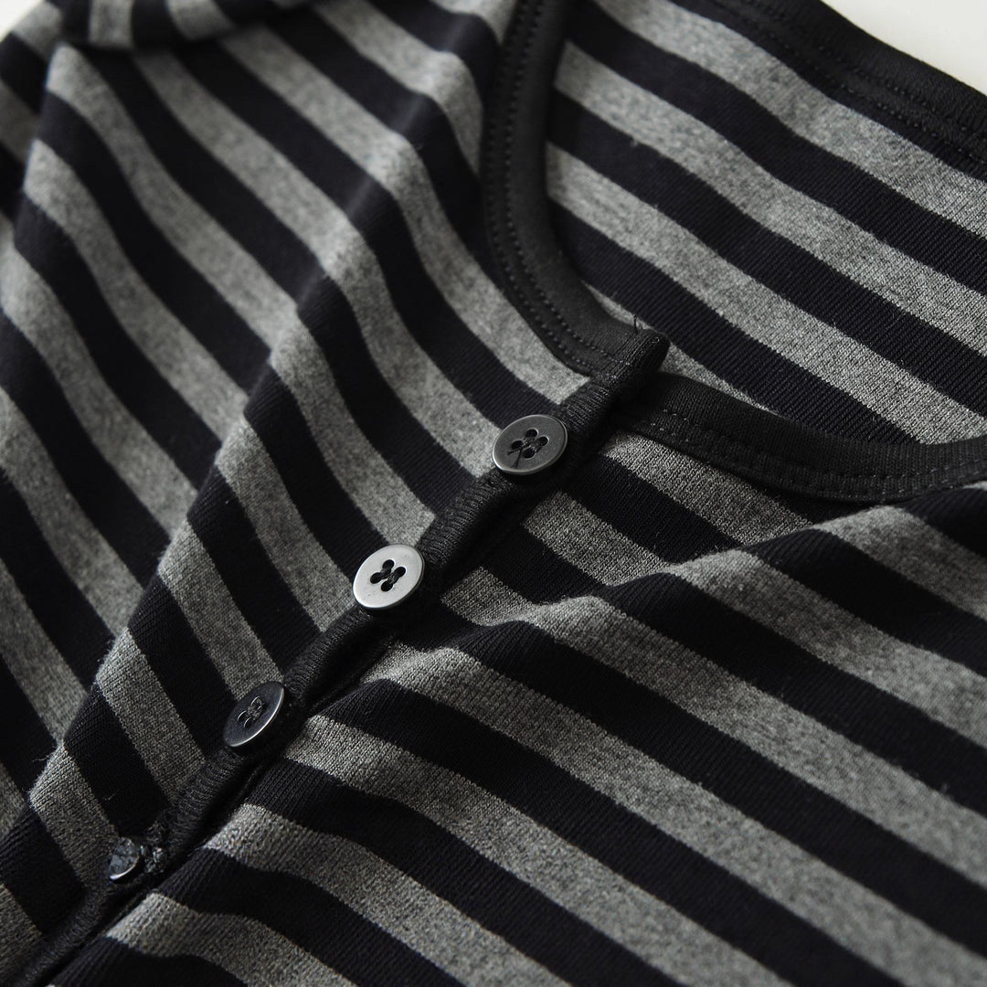Long sleeve shirt for women with trendy striped pattern and button details Lune London