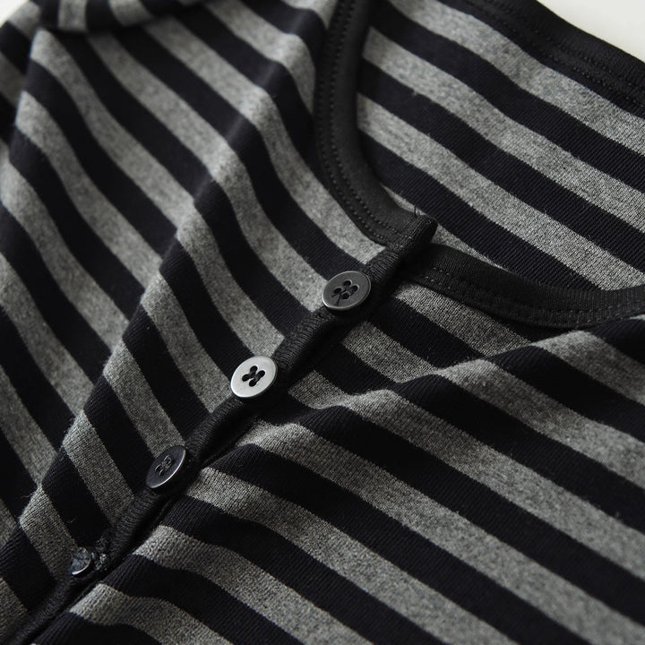 Long sleeve shirt for women with trendy striped pattern and button details Lune London