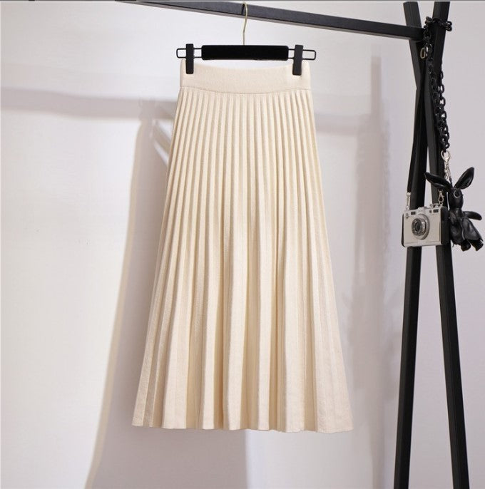 Lune London High-Quality Knit Fabric Pleated Maxi Skirt for Women
