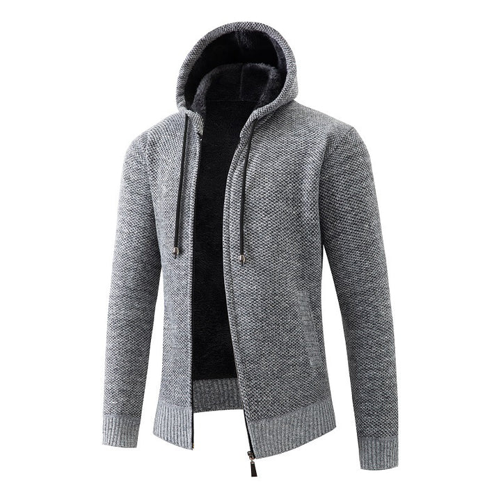 Comfortable fleece jacket for men with hood Lune London