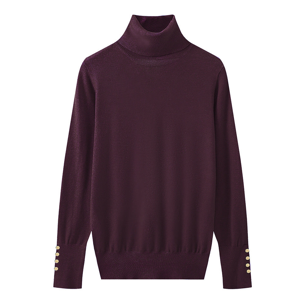 Ladies' turtleneck sweater with elegant button details Lune London