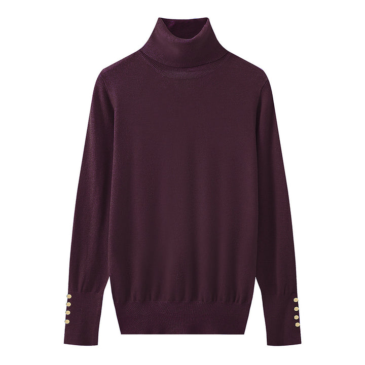 Ladies' turtleneck sweater with elegant button details Lune London