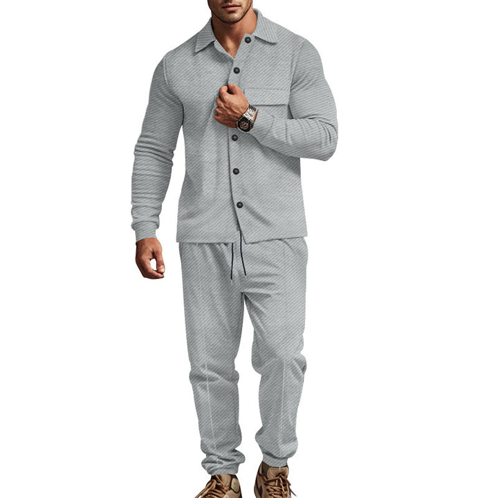 Casual long sleeve t-shirt set for men and chic jogging pants