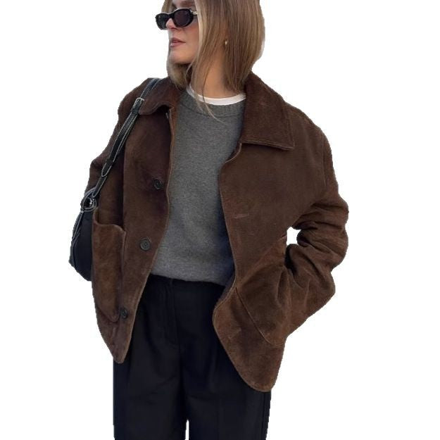 Oversized teddy jacket for women with button closure and large pockets Lune London