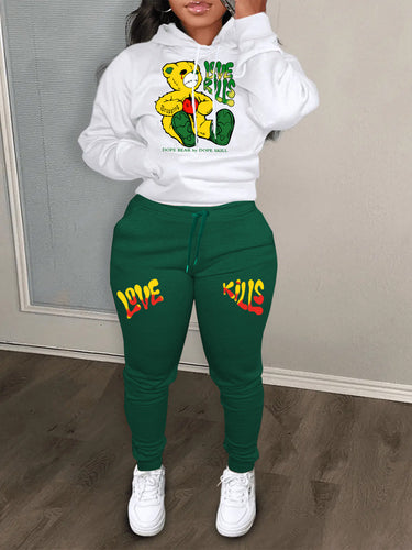 Women’s hoodie and jogger pants set with a trendy printed design Lune London