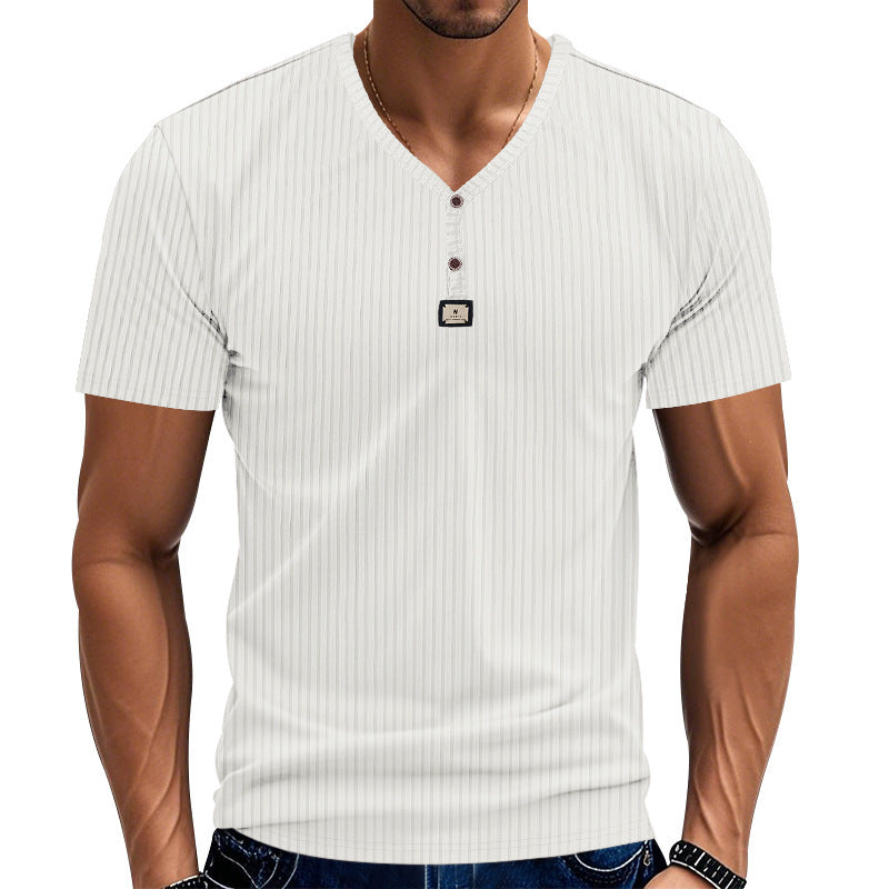 Men's Short Sleeve Henley T-shirt with Structured Design and Button Placket Lune London