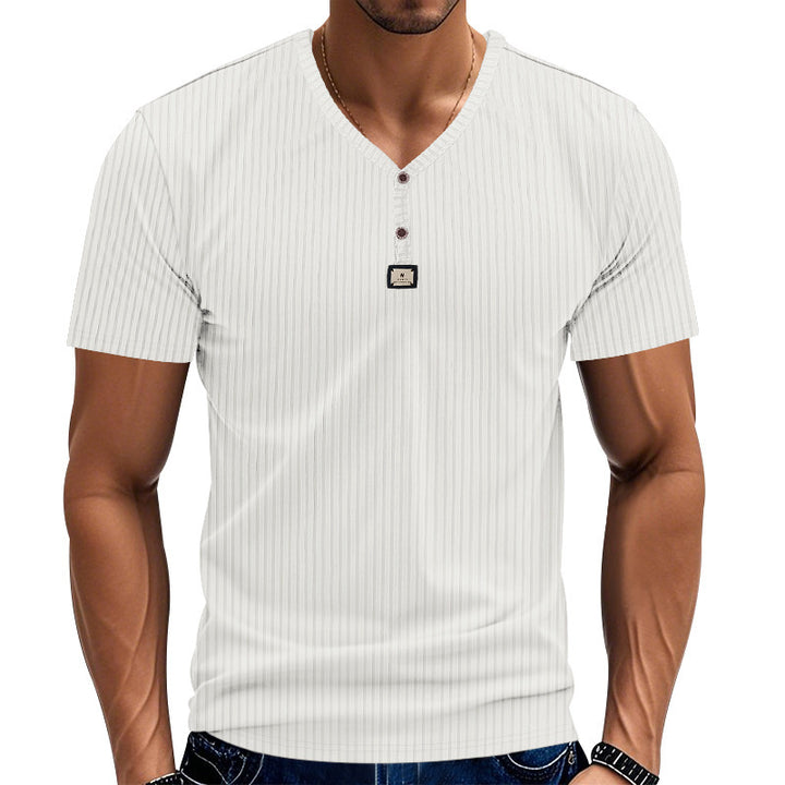 Men's Short Sleeve Henley T-shirt with Structured Design and Button Placket Lune London