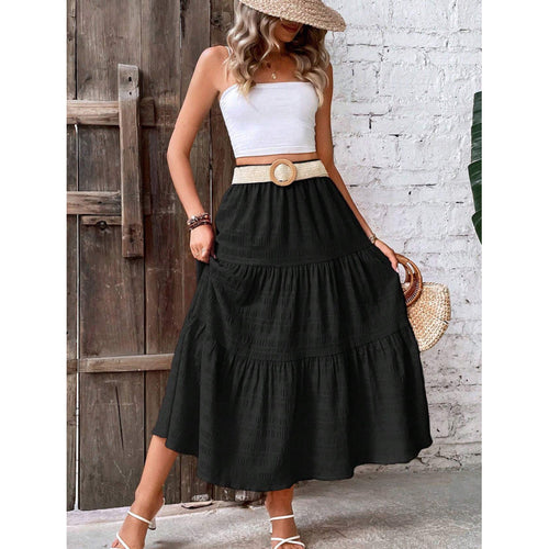 Midi skirt for ladies with ruffles and elastic waist Lune London