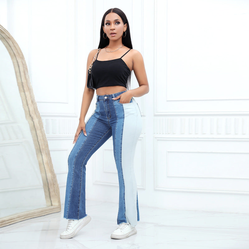 High-waisted bootcut jeans for women with two different washes Lune London