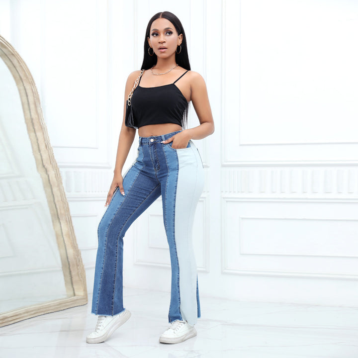 High-waisted bootcut jeans for women with two different washes Lune London