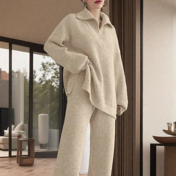 Soft knitted pullover for women with modern high collar and loose fit Lune London