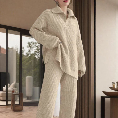 Soft knitted pullover for women with modern high collar and loose fit Lune London
