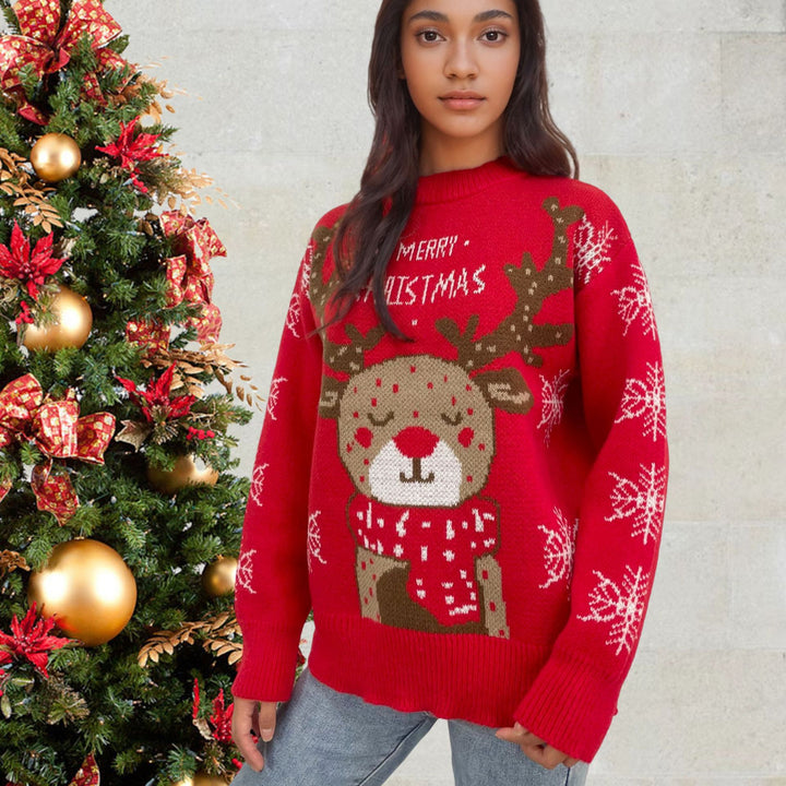 Festive sweater for women with reindeer pattern Lune London