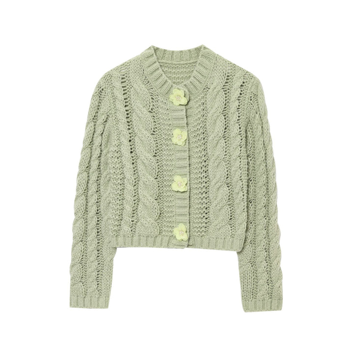 Ladies short knit cardigan with floral detail Lune London