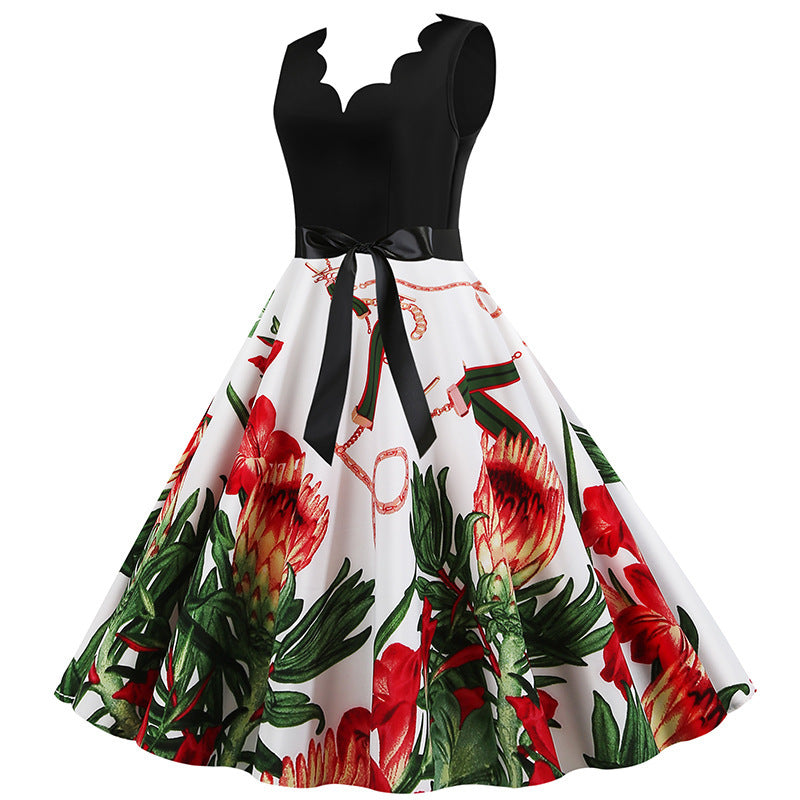 Robe midi femme avec imprimé floral romantique et coupe évasée flatteuse Chic & Stil